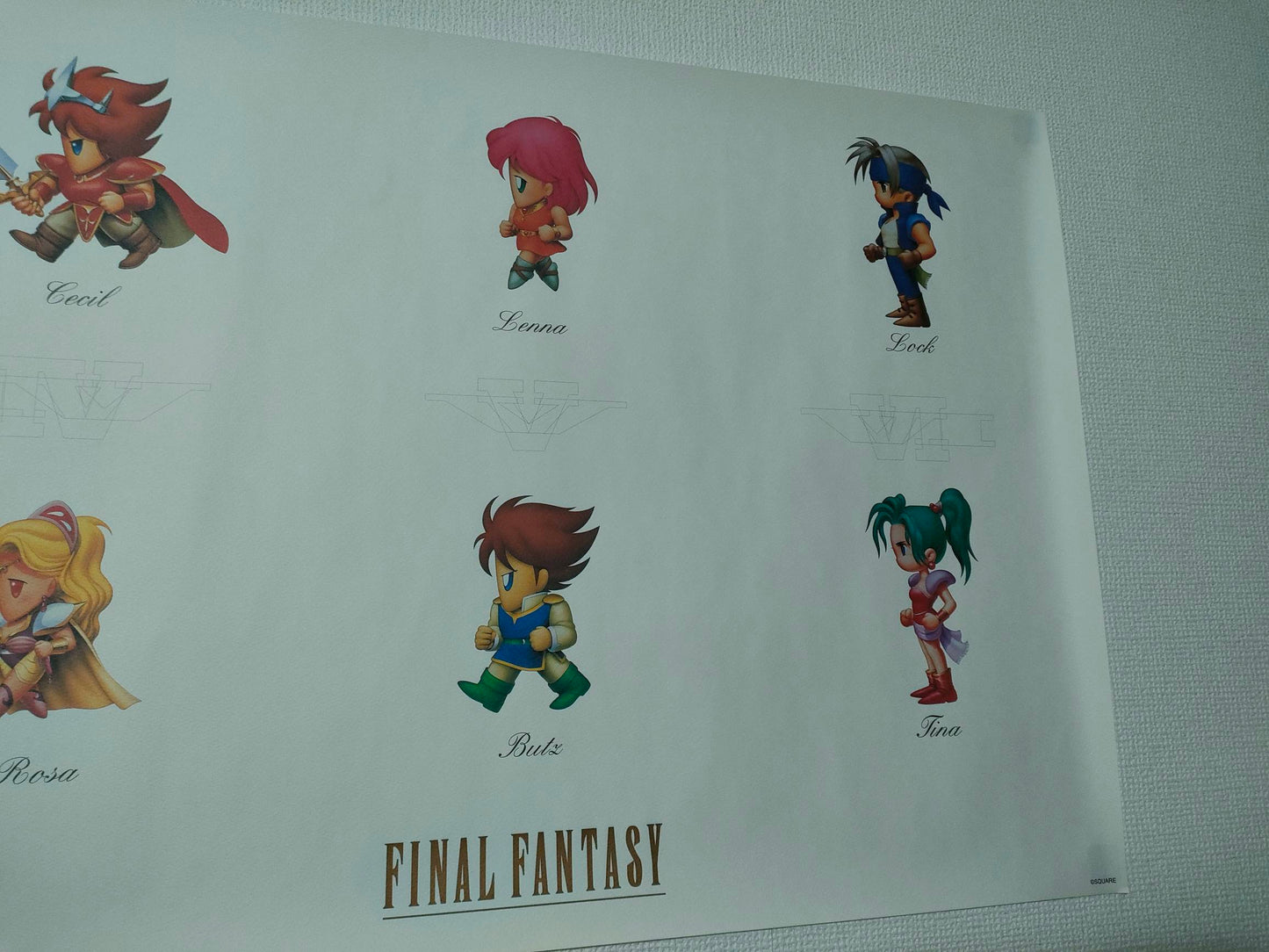 Final Fantasy Chibi Characters Poster – Cecil, Rosa, Bartz, Tina & More – Official Vintage Japanese Promo