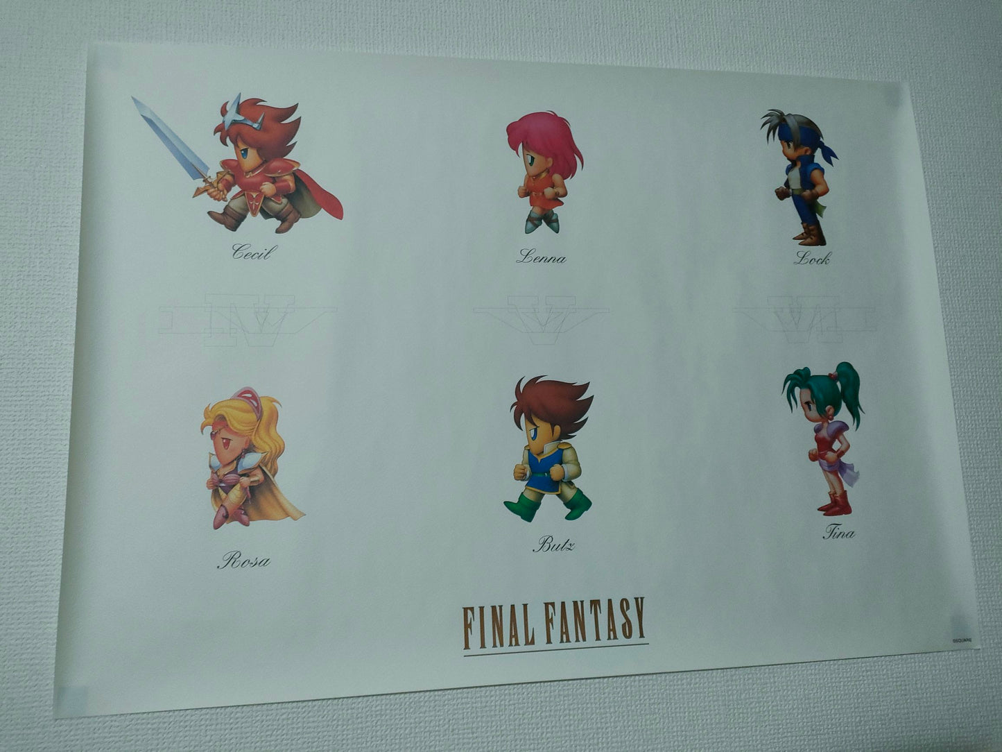 Final Fantasy Chibi Characters Poster – Cecil, Rosa, Bartz, Tina & More – Official Vintage Japanese Promo