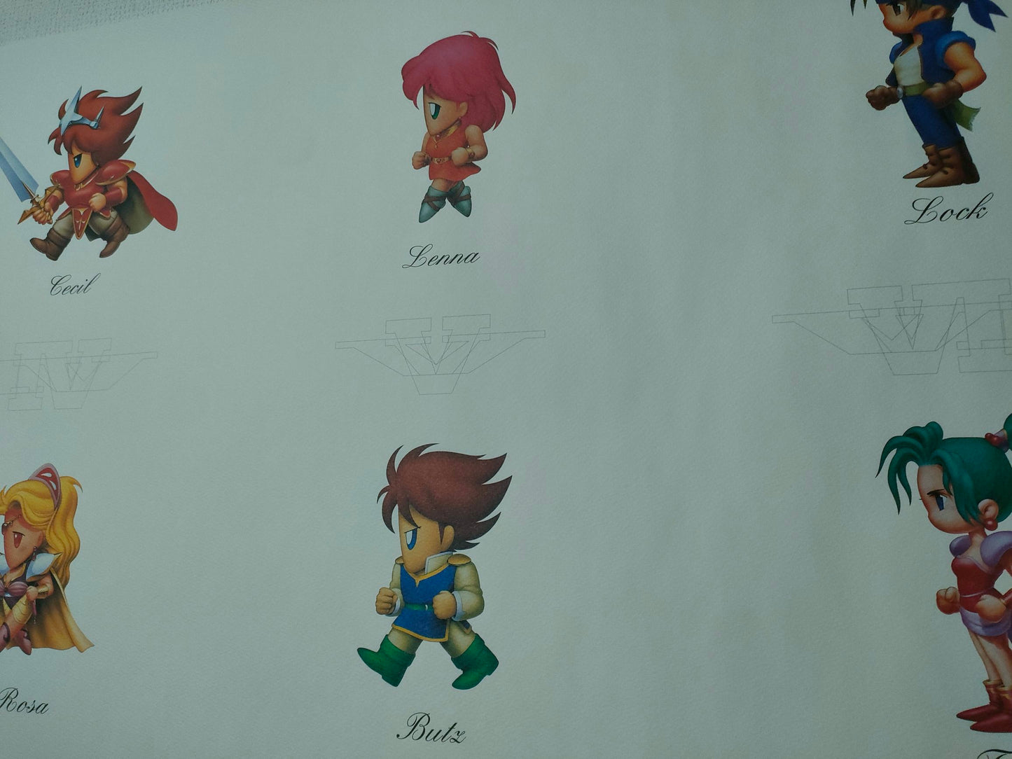 Final Fantasy Chibi Characters Poster – Cecil, Rosa, Bartz, Tina & More – Official Vintage Japanese Promo