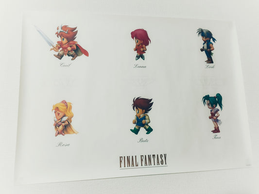 Final Fantasy Chibi Characters Poster – Cecil, Rosa, Bartz, Tina & More – Official Vintage Japanese Promo